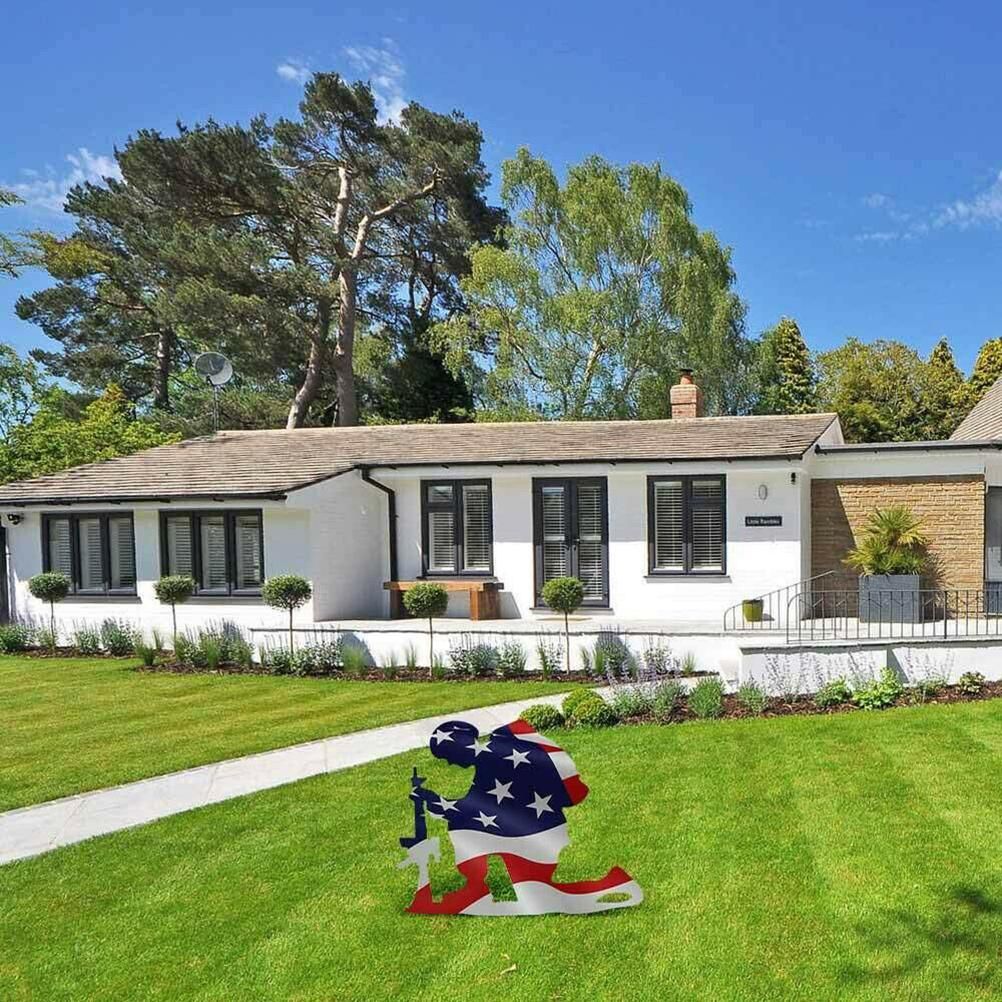 Soldier Silhouette Ornaments Independence Day Garden Art for Lawn Outdoor Home view 6