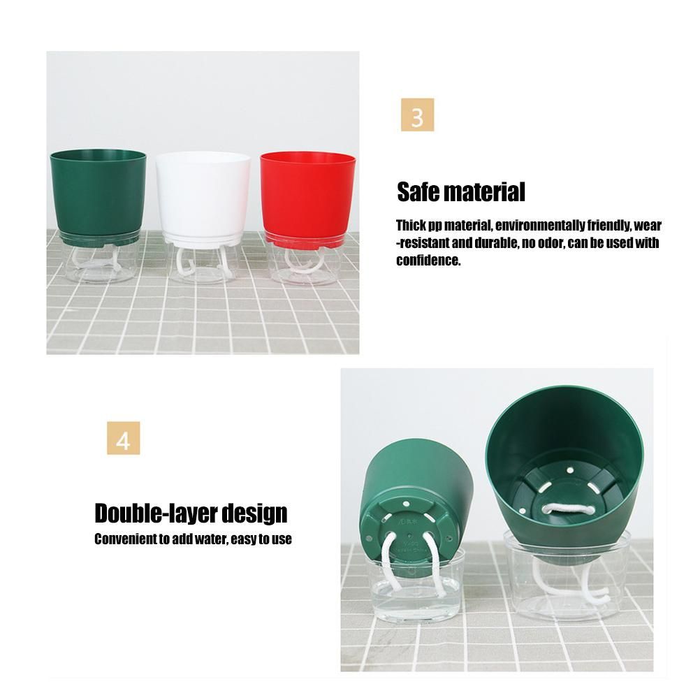 Automatic Self Watering Flower Pot Double Layer Design Water Storage Planter view 7