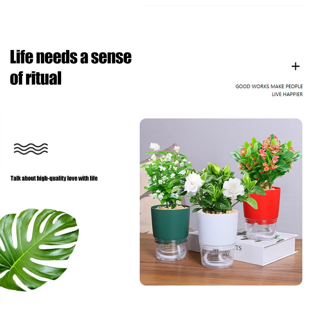 Automatic Self Watering Flower Pot Double Layer Design Water Storage Planter view 8