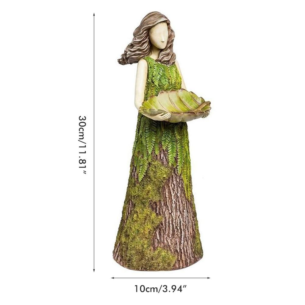 Fairy Garden Statue with Bird Feeder Lawn Resin Ornaments Garden Art view 2