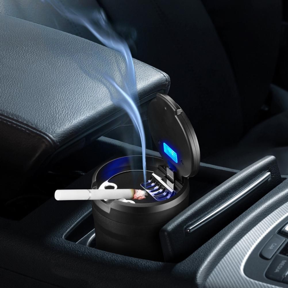 Car Ashtrays with Lid and LED Light Portable Ashtray for Car Mini Car Trash view 5
