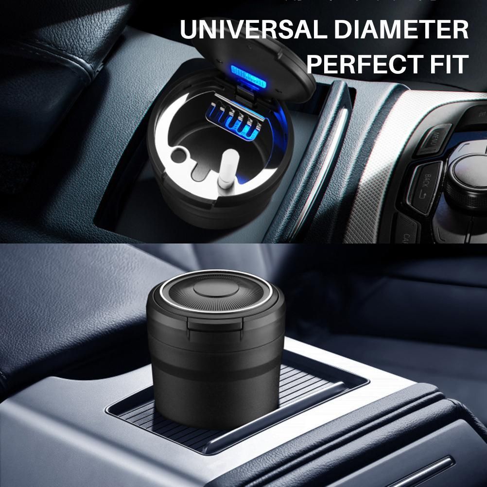 Car Ashtrays with Lid and LED Light Portable Ashtray for Car Mini Car Trash view 4