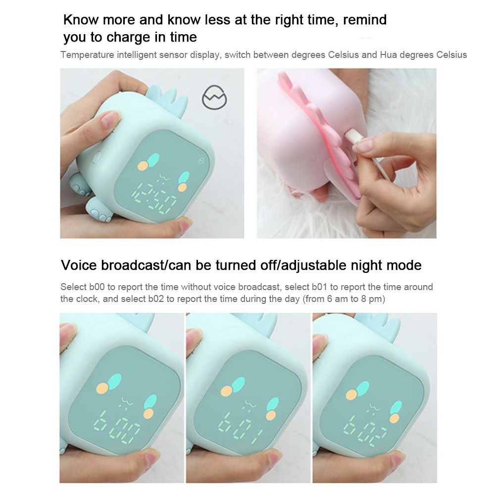 Kids Alarm Clock Cute Dinosaur Digital Alarm Clock for Kids Bedside Clock view 9