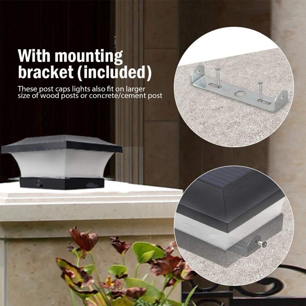 Solar Column Headlight IP65 Waterproof Outdoor Wall Light Fence Light Coffee view 2