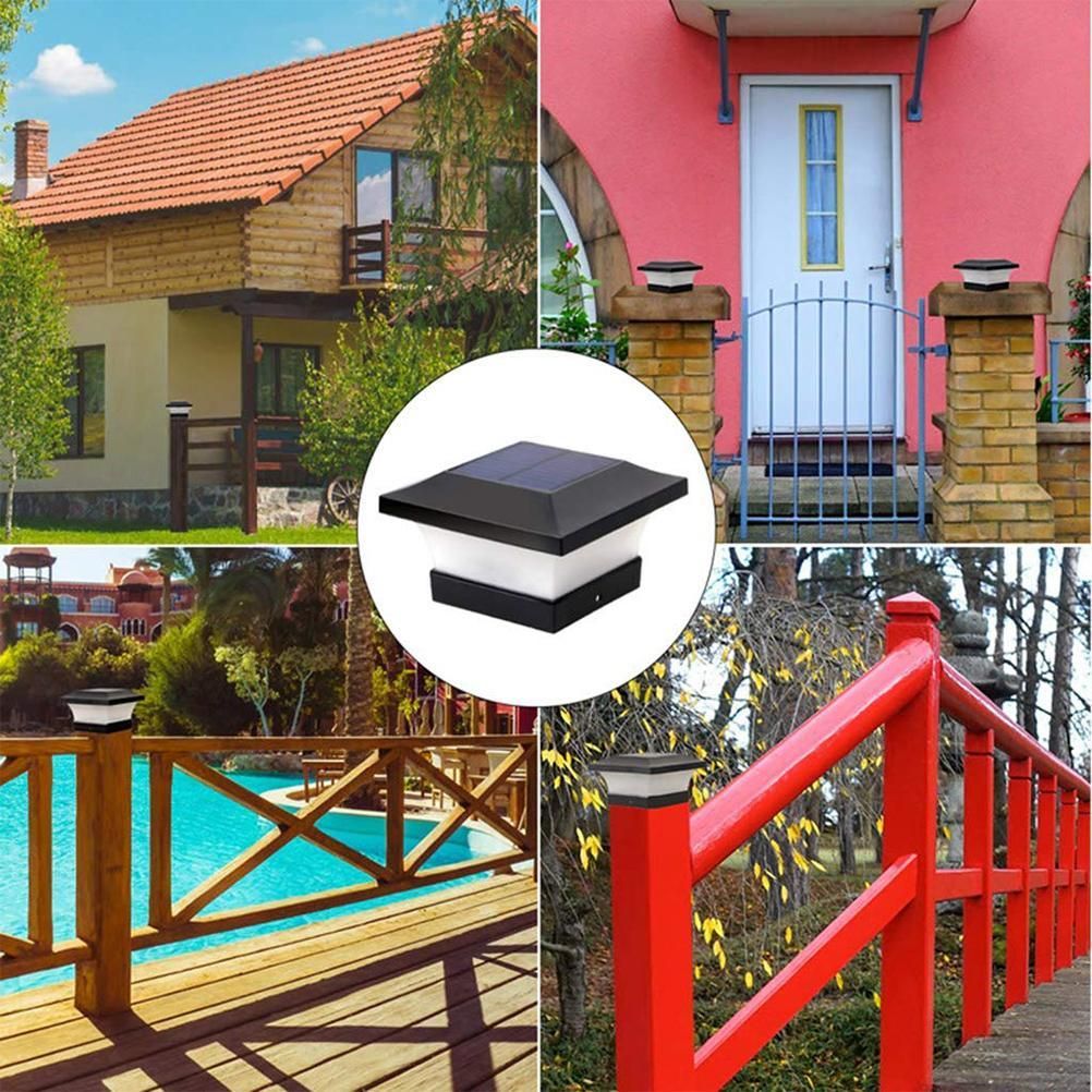 Solar Column Headlight IP65 Waterproof Outdoor Wall Light Fence Light Coffee view 6