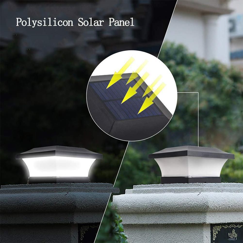 Solar Column Headlight IP65 Waterproof Outdoor Wall Light Fence Light Coffee view 8