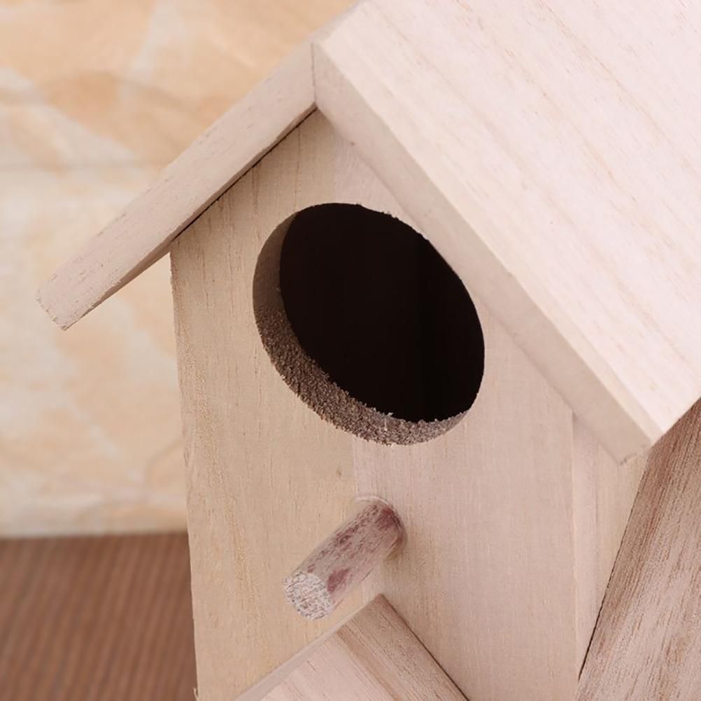 Wooden Bird House Fence Birdhouse Hanging Decoration Practical Bird Nest view 5