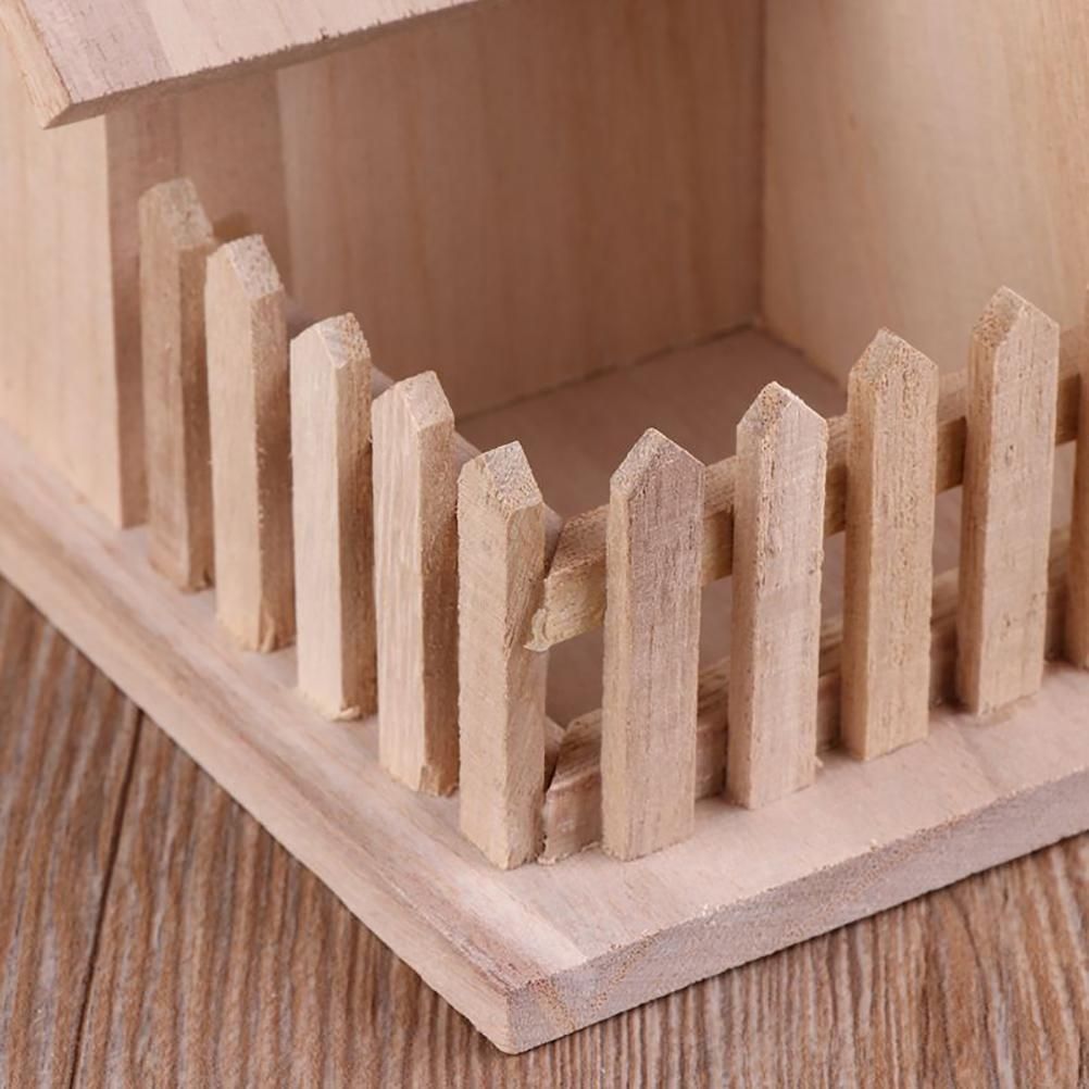 Wooden Bird House Fence Birdhouse Hanging Decoration Practical Bird Nest view 6