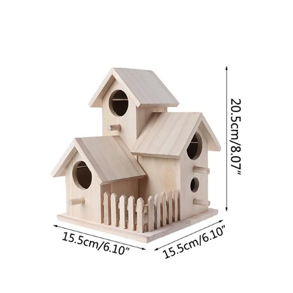 Wooden Bird House Fence Birdhouse Hanging Decoration Practical Bird Nest view 8
