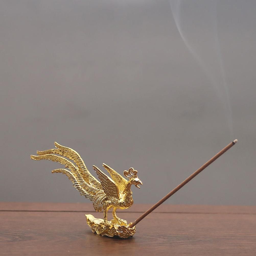Antique Gold Phoenix Incense Incense Stick Holder Zinc Alloy Aromatherapy view 5