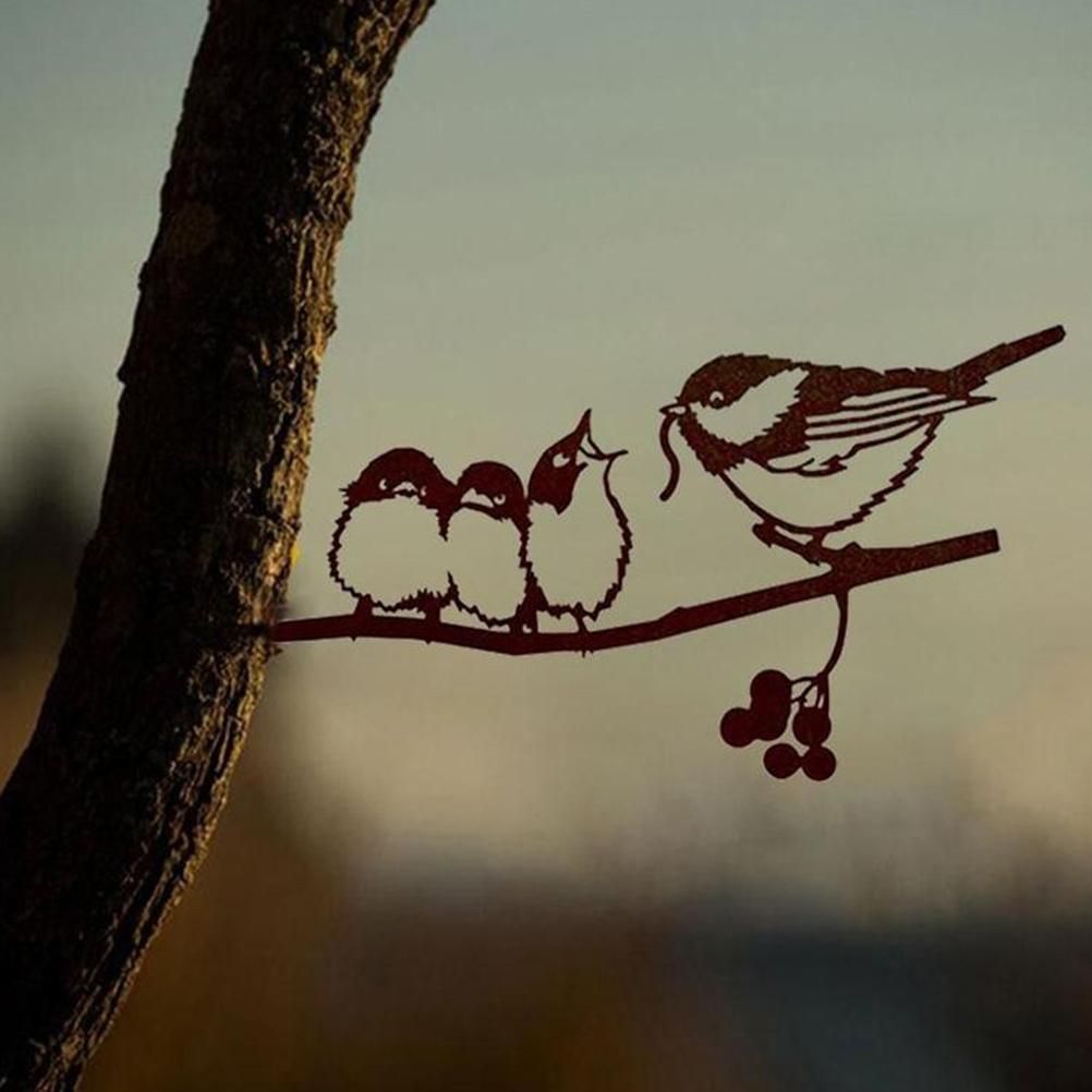 Animal Plug In Decoration Metal Bird Tree Decorations Outdoor Garden Art Type 1 view 2
