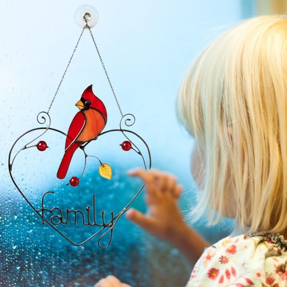 Stained Window Panel Hanging Bird Ornaments Window Suncatcher for Home Decoration view 2