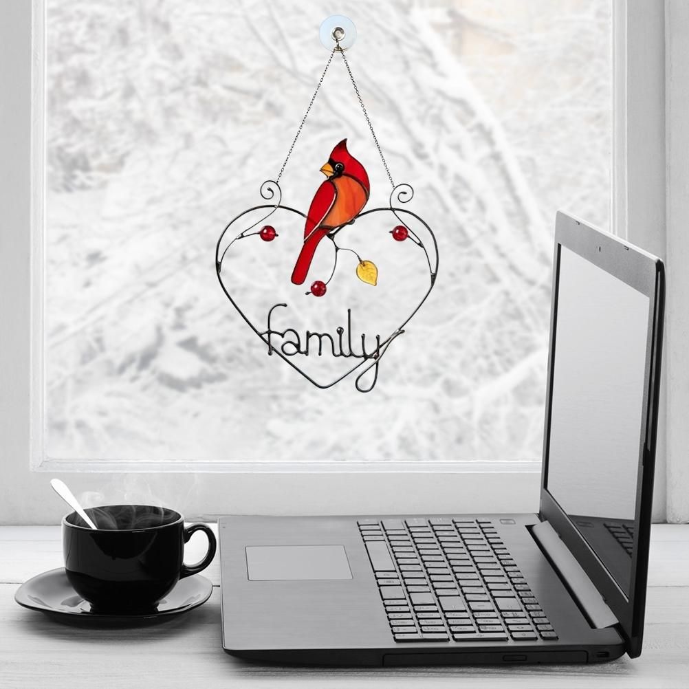 Stained Window Panel Hanging Bird Ornaments Window Suncatcher for Home Decoration view 4