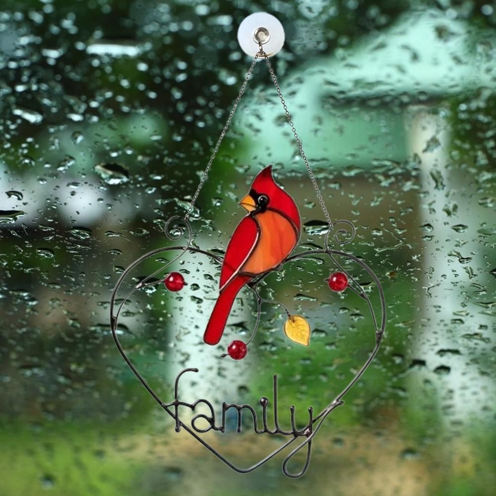 Stained Window Panel Hanging Bird Ornaments Window Suncatcher for Home Decoration view 5