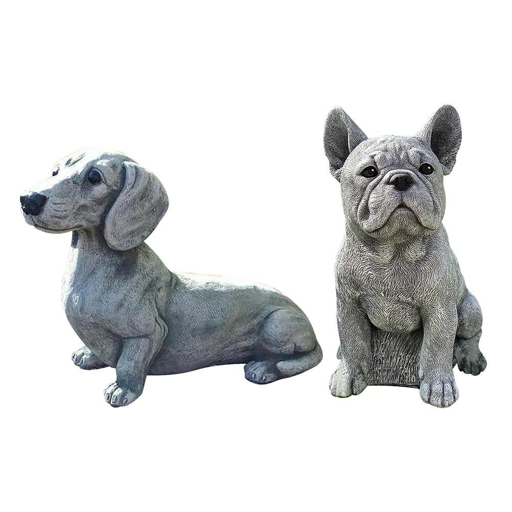 Garden Dog Statue Ornament Realistic Resin Animal Sculpture for Outdoor view 2