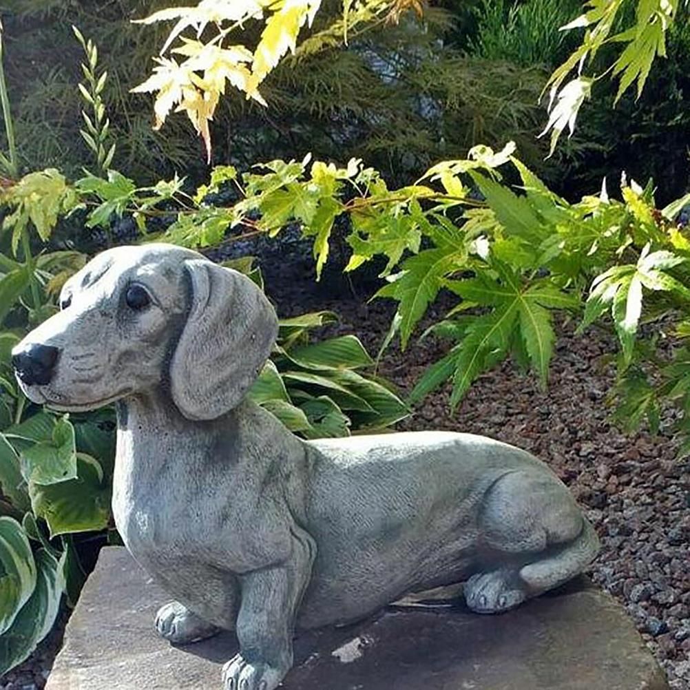 Garden Dog Statue Ornament Realistic Resin Animal Sculpture for Outdoor view 5