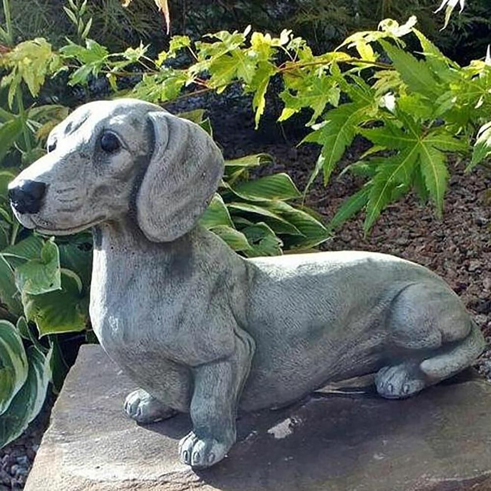 Garden Dog Statue Ornament Realistic Resin Animal Sculpture for Outdoor view 6