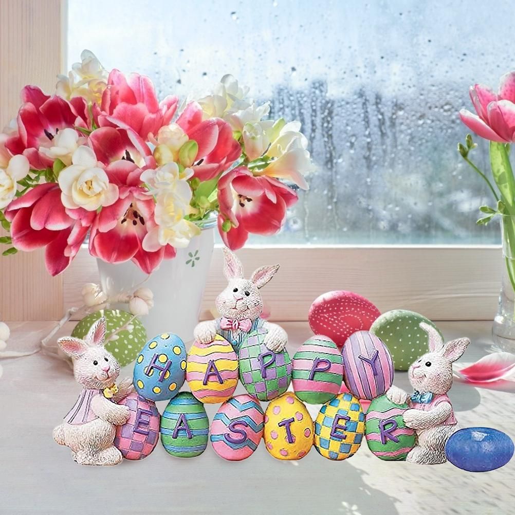 Easter Spring Bunny Decoration Tabletop Easter Decorations Cute Craft Easter view 7