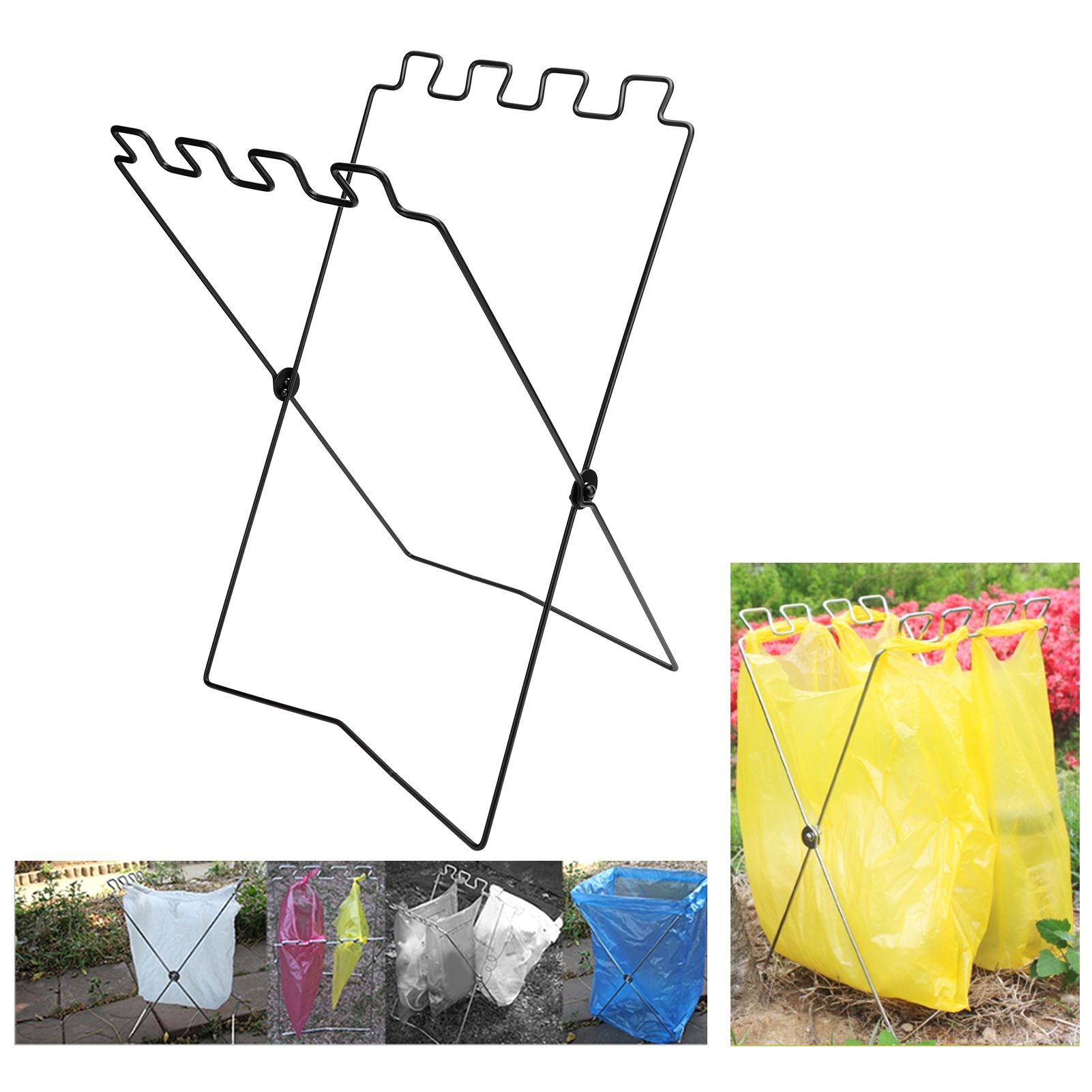 BBQ Picnic Portable Trash Bag Rack Environmental Protection Iron Wire Folding view 10