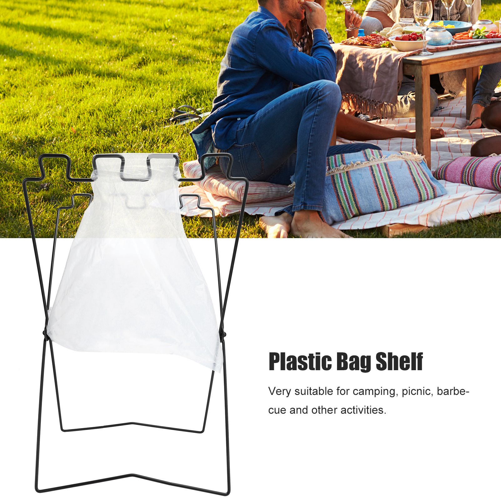 BBQ Picnic Portable Trash Bag Rack Environmental Protection Iron Wire Folding view 14