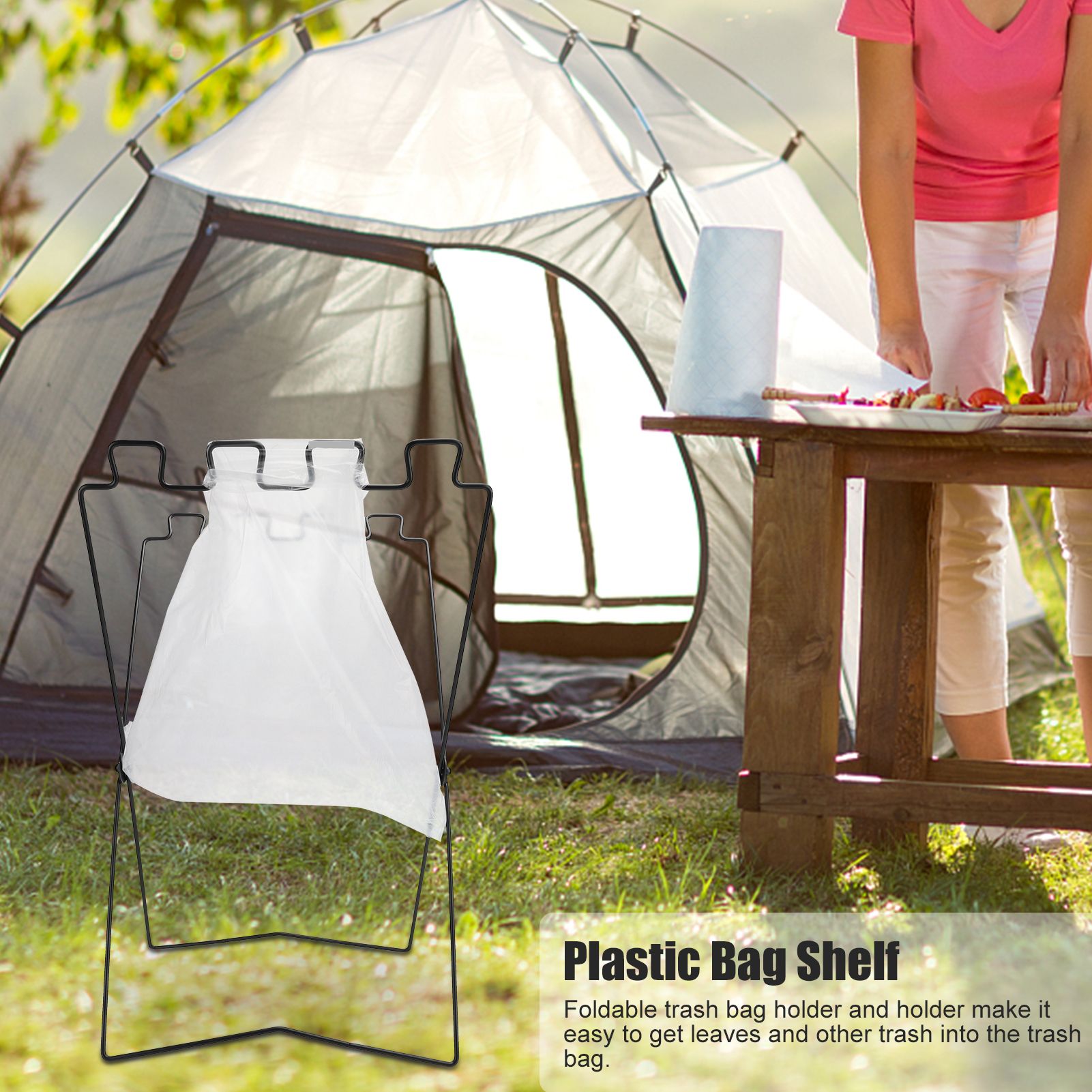 BBQ Picnic Portable Trash Bag Rack Environmental Protection Iron Wire Folding view 15