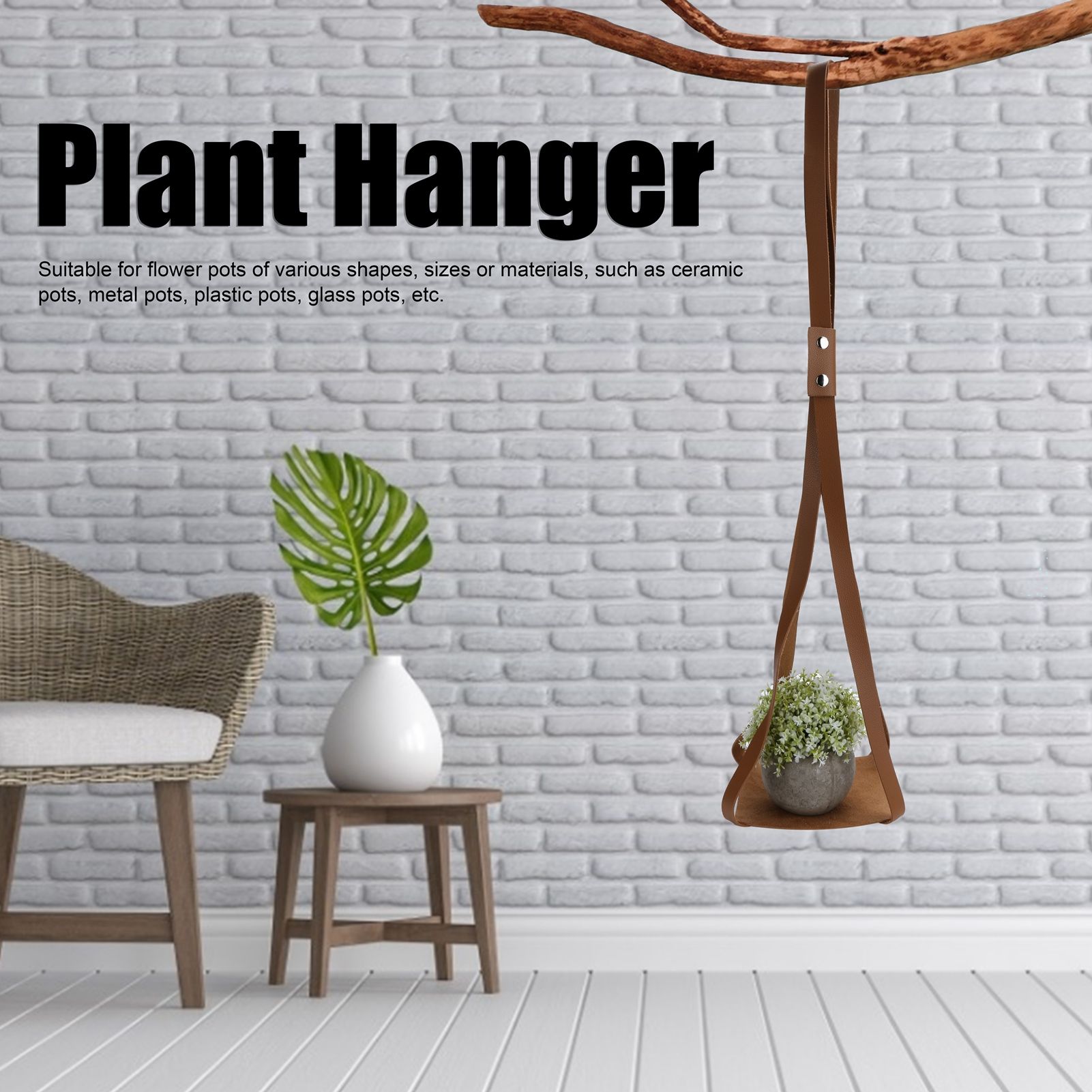 PU Leather Plant Hanger Planter Flowerpot Hanging Holder Home Decor Garden view 14