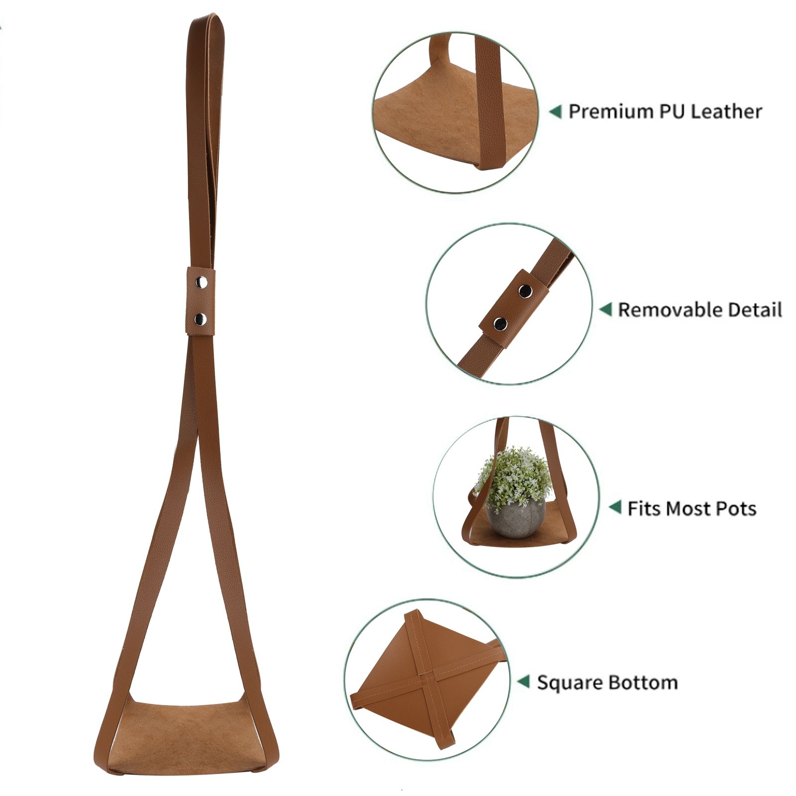 PU Leather Plant Hanger Planter Flowerpot Hanging Holder Home Decor Garden view 15