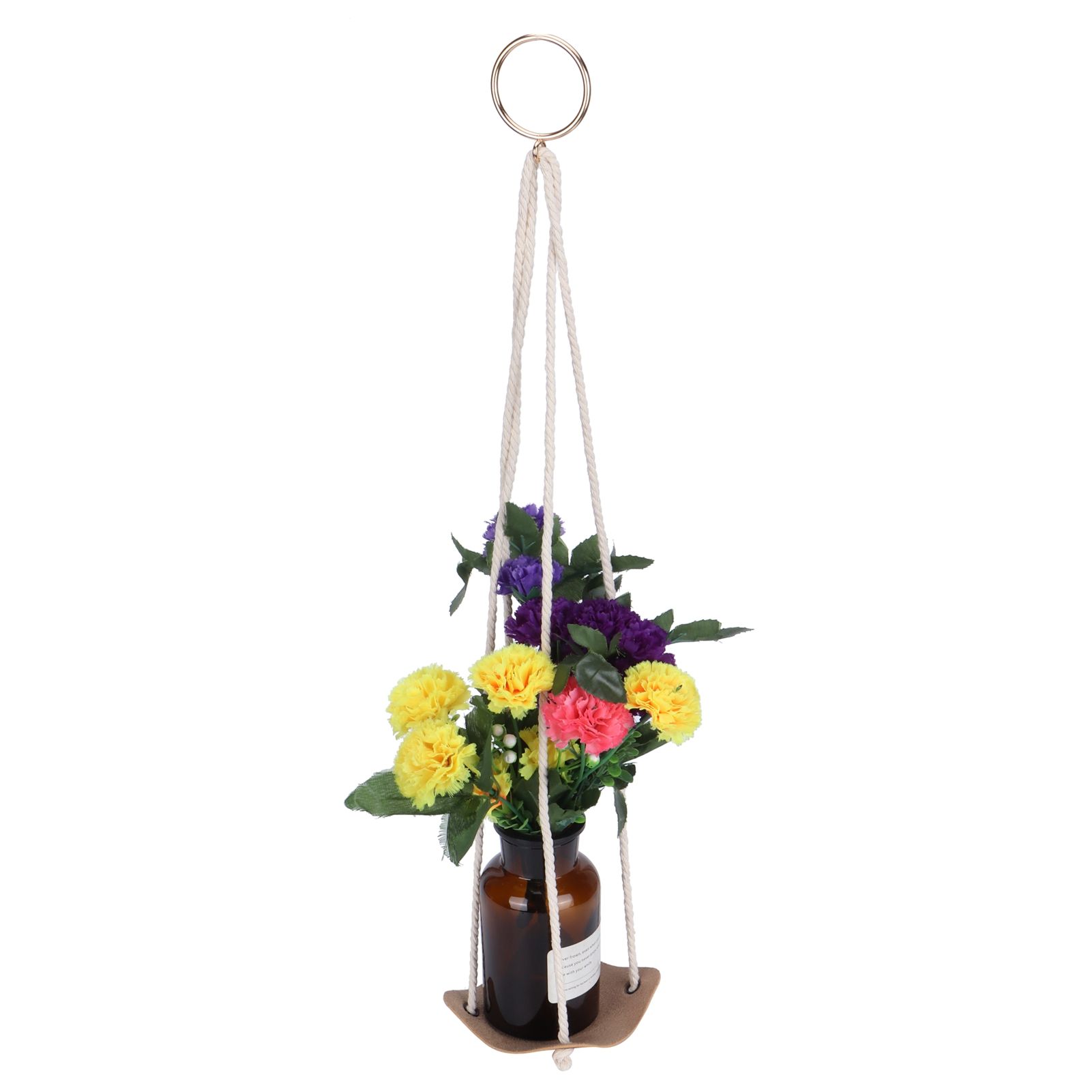 Planter Holder Flowerpot Hanging Rack Hanger with PU Leather Base Cotton Rope view 8