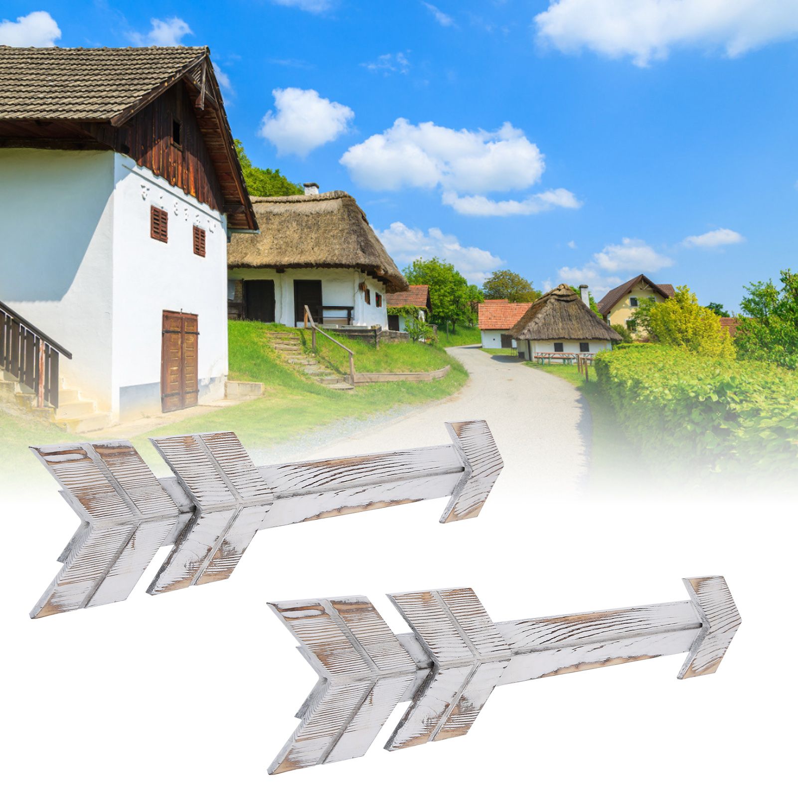 2PCS Wooden Arrows Decor Sign Wall Art Decor Farmhouse Courtyard Wedding view 9