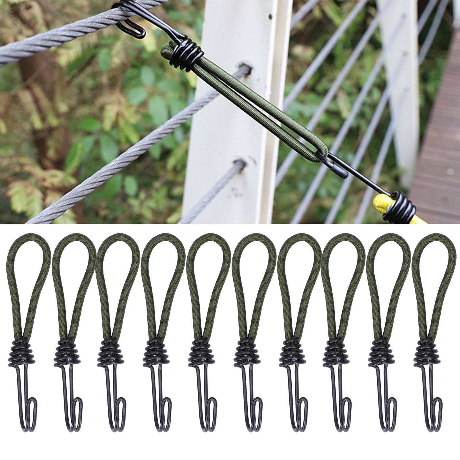 10pcs Tent Elastic Rope with Hook Camping Tent Fixation Elastic Rope Accessories view 9