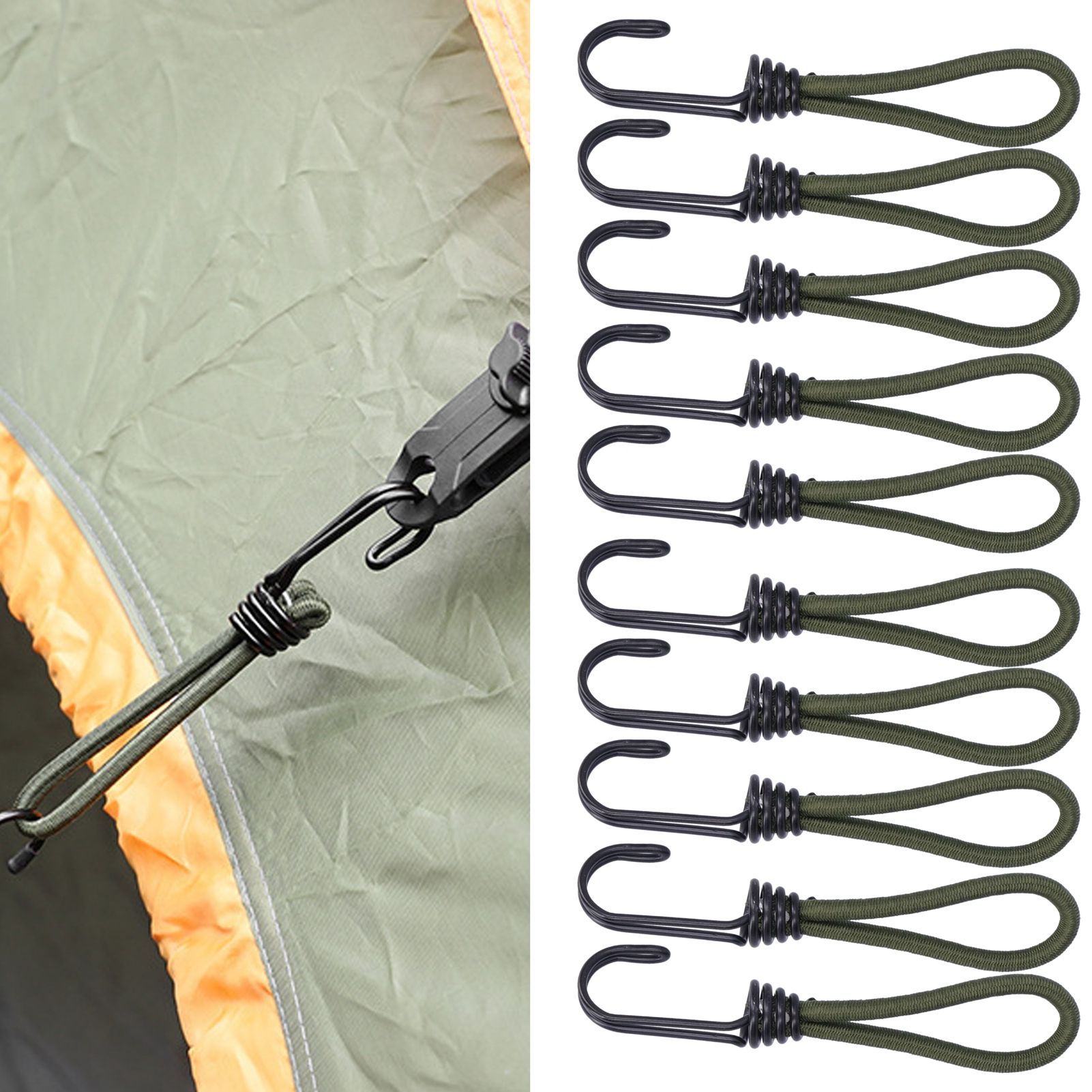 10pcs Tent Elastic Rope with Hook Camping Tent Fixation Elastic Rope Accessories view 10