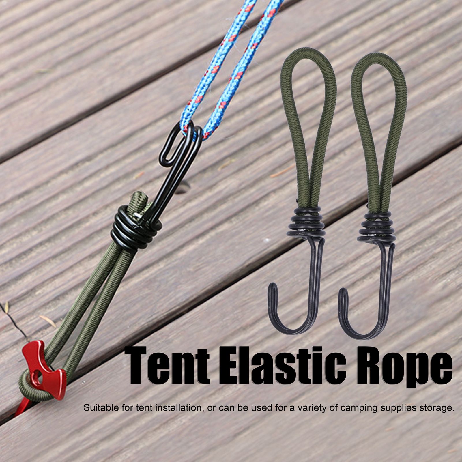 10pcs Tent Elastic Rope with Hook Camping Tent Fixation Elastic Rope Accessories view 12