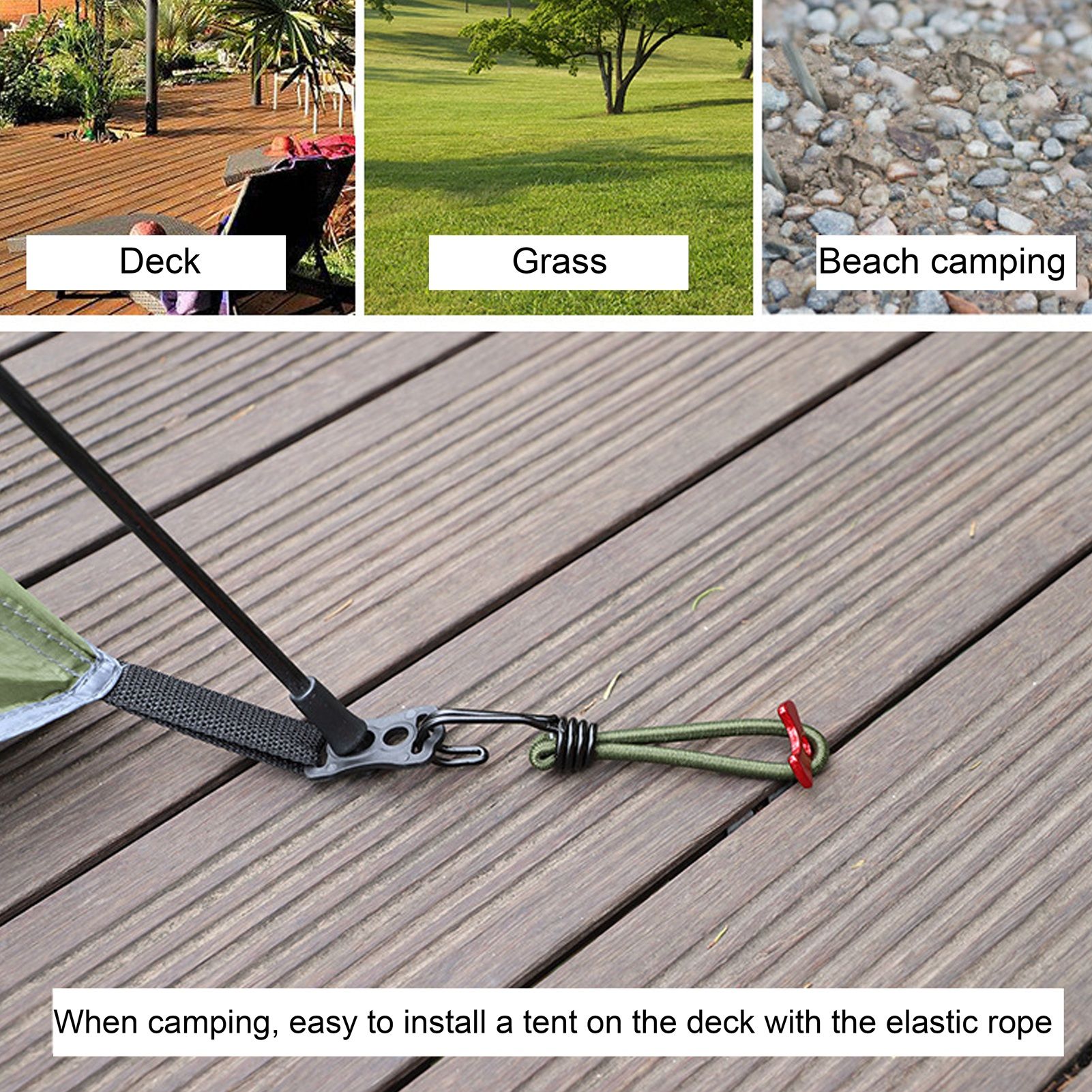 10pcs Tent Elastic Rope with Hook Camping Tent Fixation Elastic Rope Accessories view 13