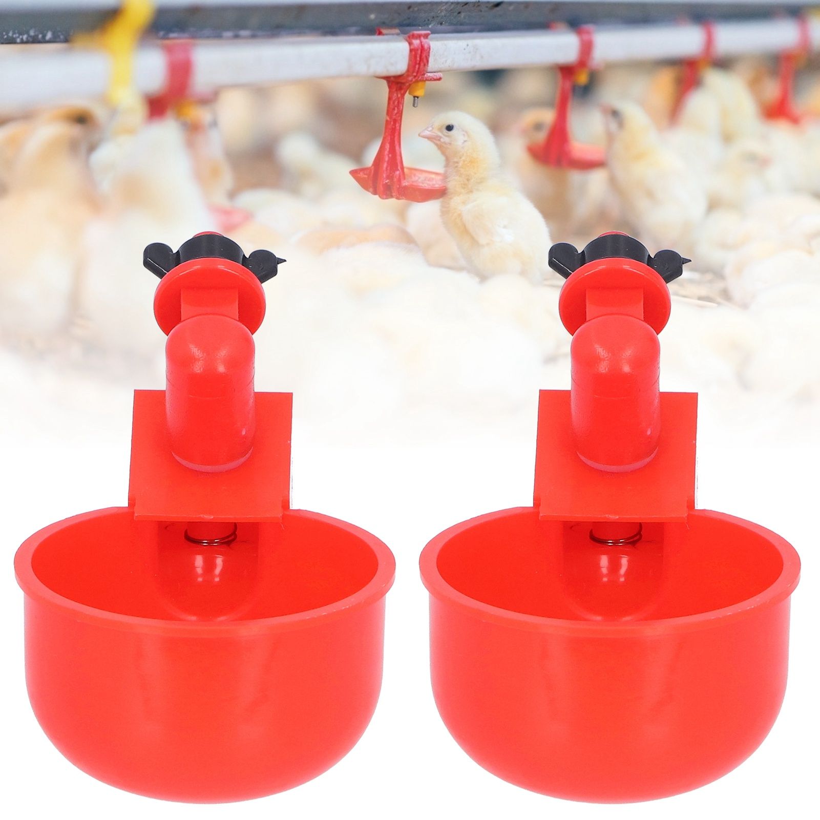 2pcs Automatic Chicken Water Cup Red Plastic Drinking Bowl for Poultry Pigeon Bird view 9