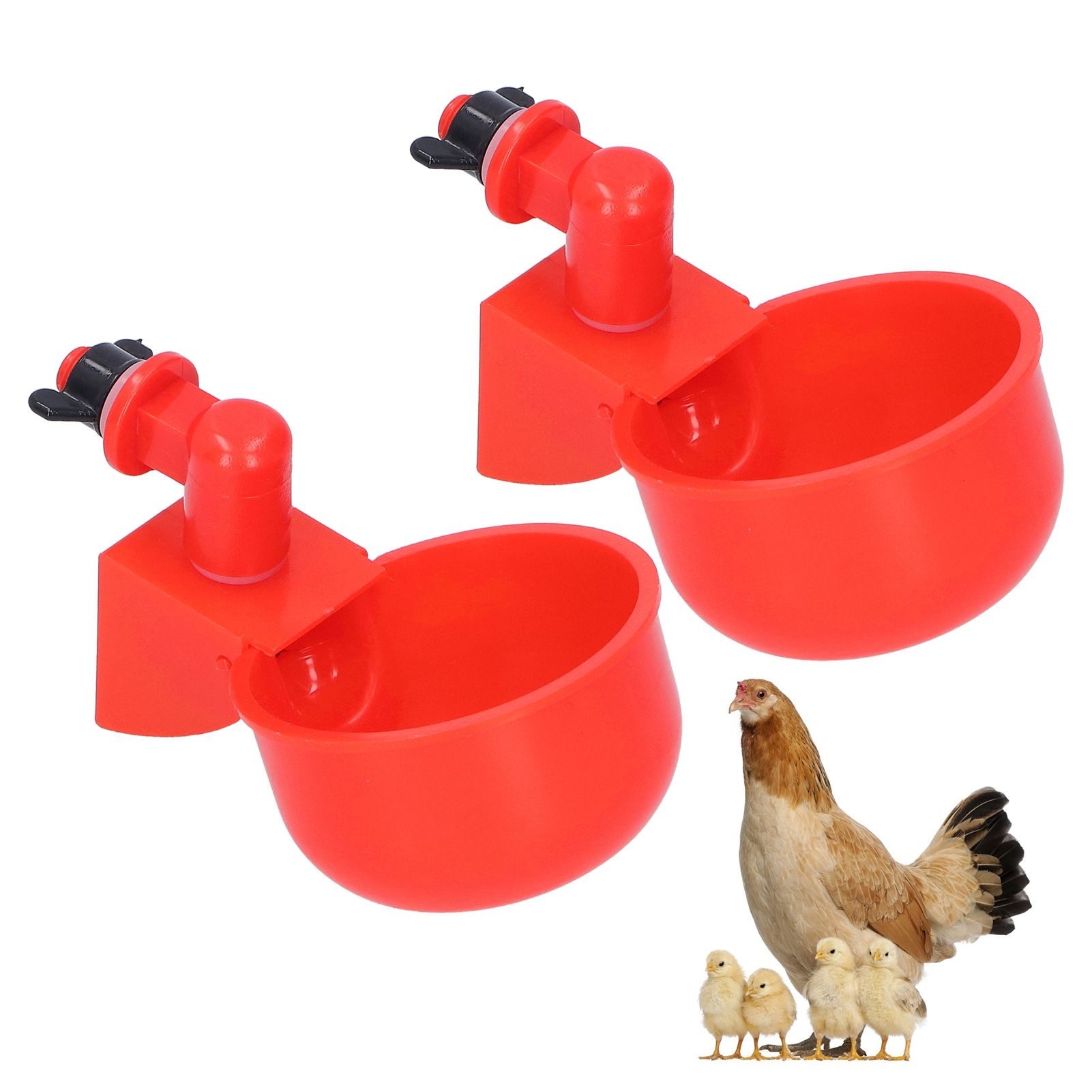 2pcs Automatic Chicken Water Cup Red Plastic Drinking Bowl for Poultry Pigeon Bird view 10