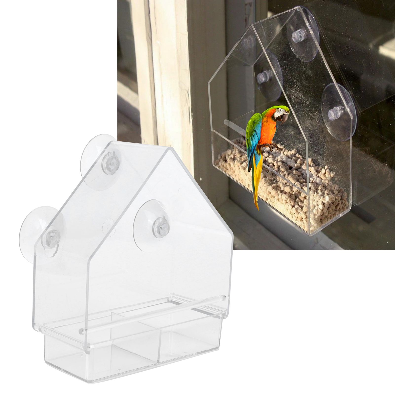 Indoor Outdoor Hanging Bird Feeder PS Transparent Bird Feeding Tool for view 10
