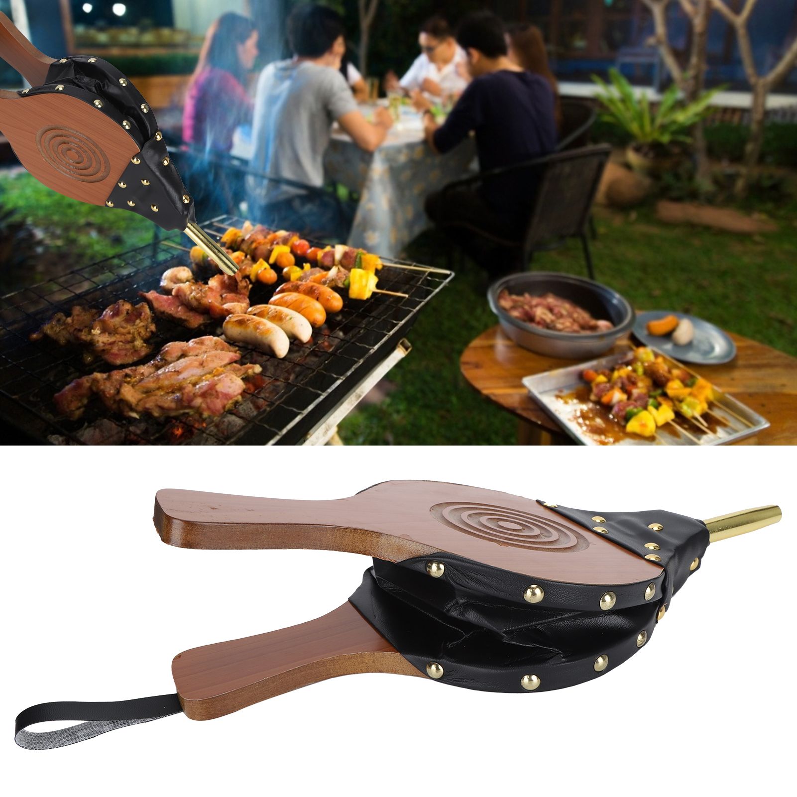 Manual Fireplace Blower Wooden Fireplace Bellows Fire Tools for Outdoor view 10