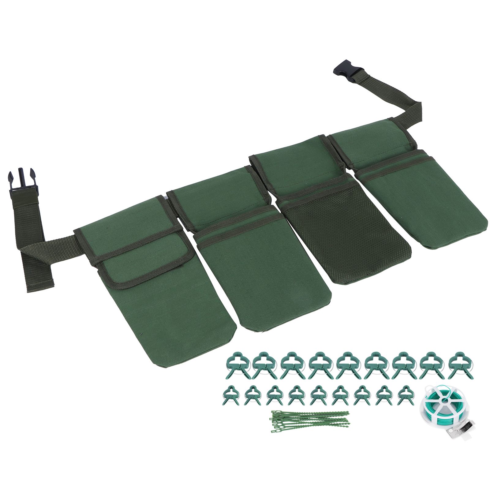 Gardening Tools Set Green Waist Bag Plant Support Clips Adjustable Cable Ties Kit view 2