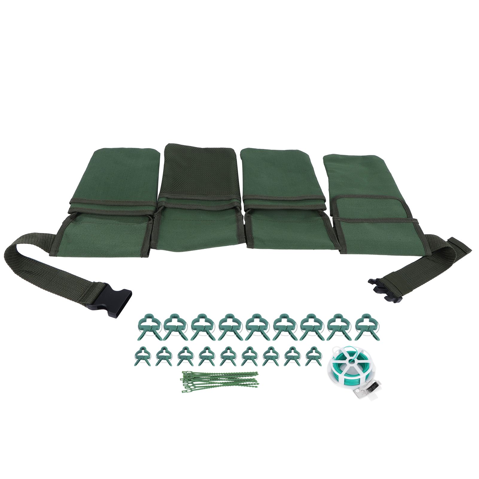 Gardening Tools Set Green Waist Bag Plant Support Clips Adjustable Cable Ties Kit view 3