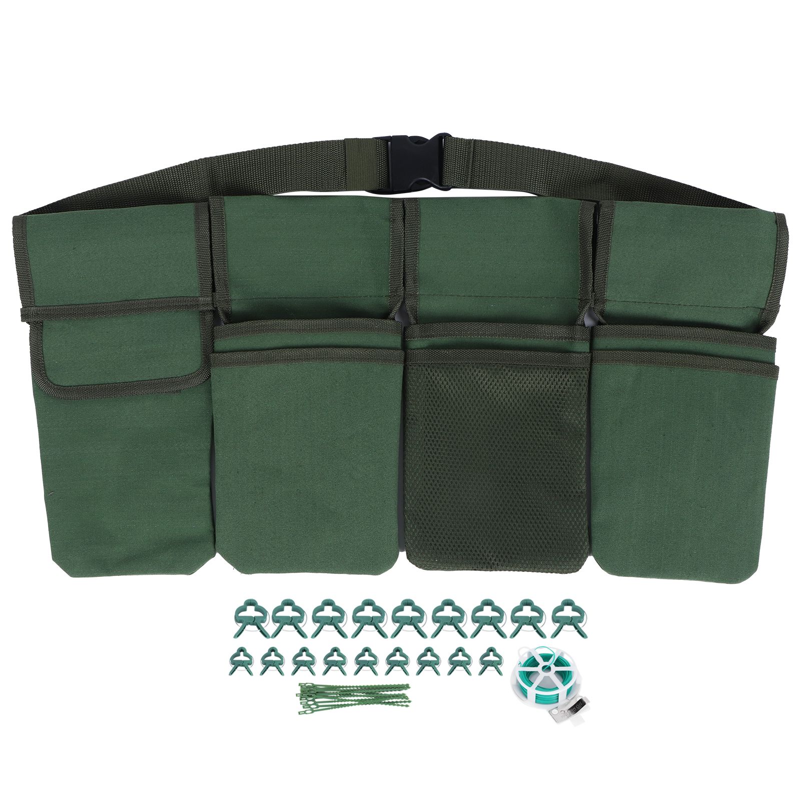 Gardening Tools Set Green Waist Bag Plant Support Clips Adjustable Cable Ties Kit view 4