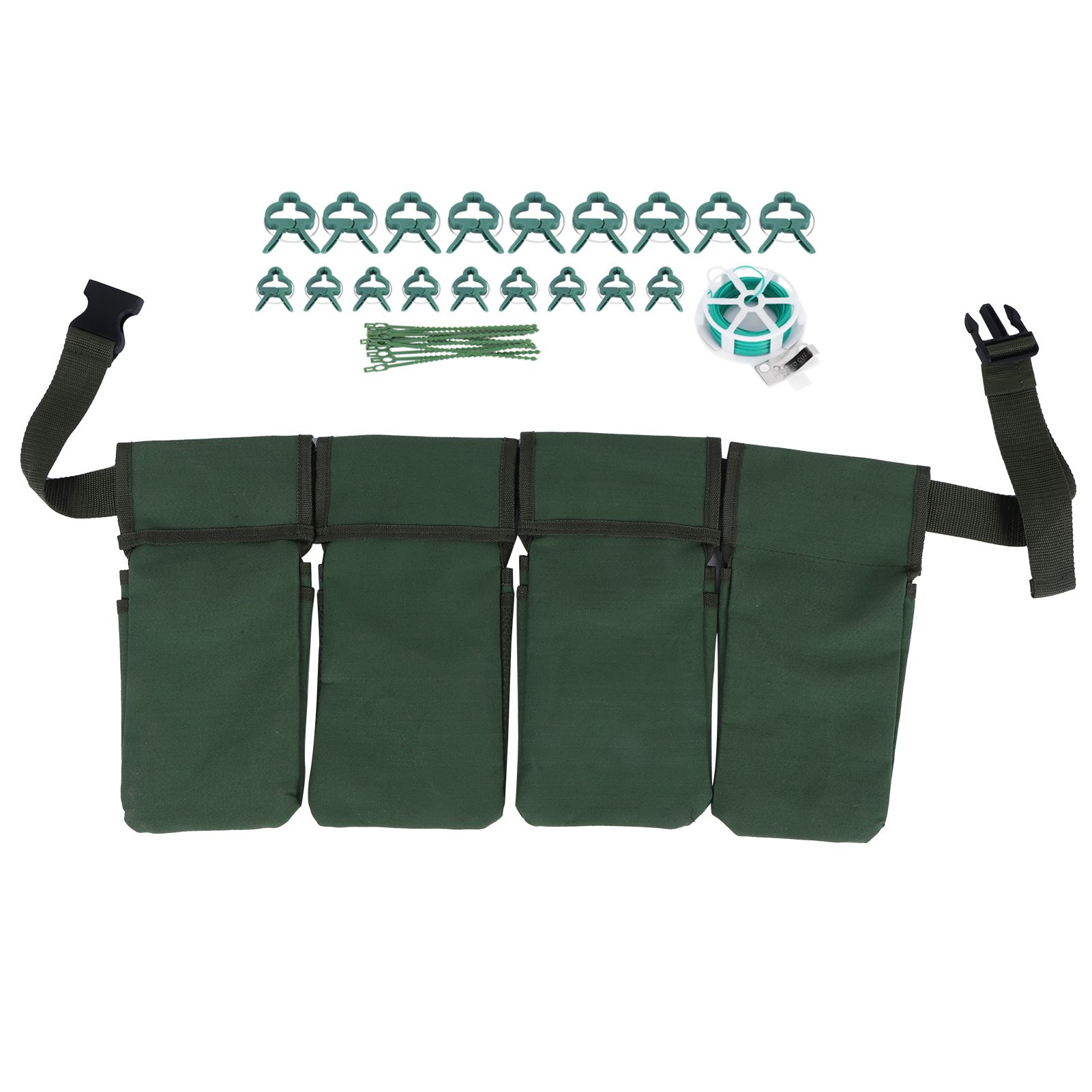 Gardening Tools Set Green Waist Bag Plant Support Clips Adjustable Cable Ties Kit view 7