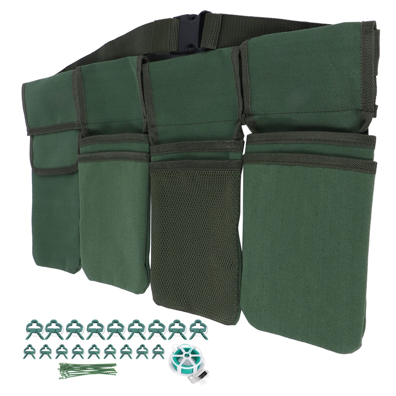 Gardening Tools Set Green Waist Bag Plant Support Clips Adjustable Cable Ties Kit view 8