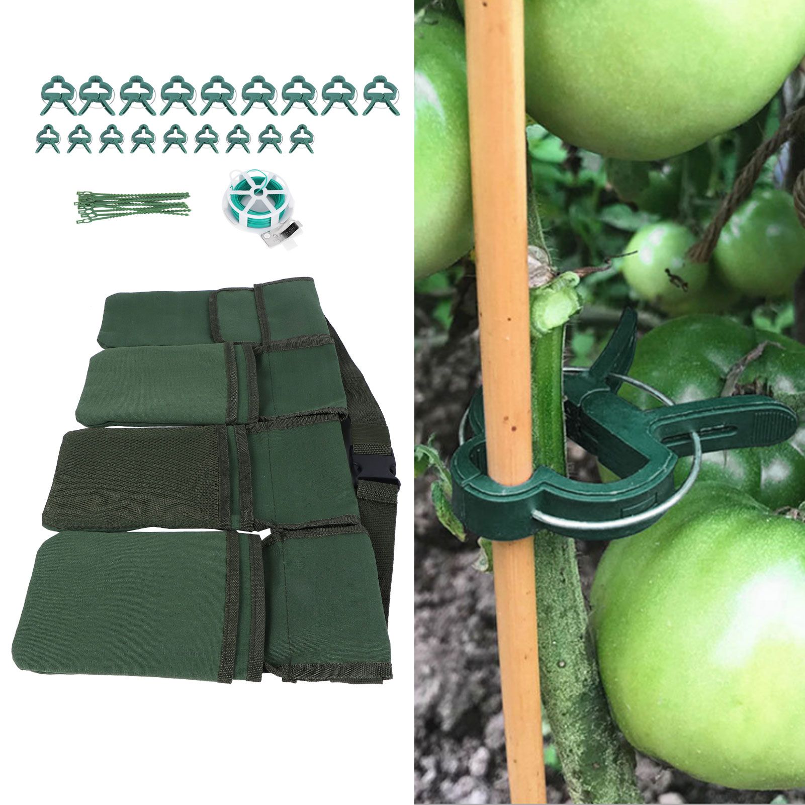 Gardening Tools Set Green Waist Bag Plant Support Clips Adjustable Cable Ties Kit view 9