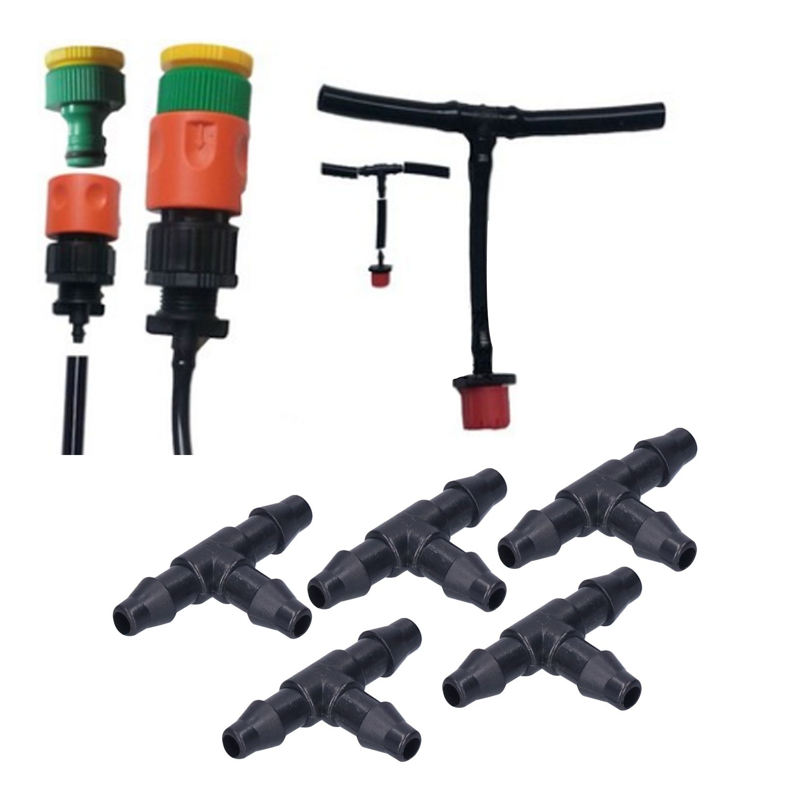 100PCS Tee Connector 4/7 Hose Connector Garden Irrigation Fittings for Micro view 10