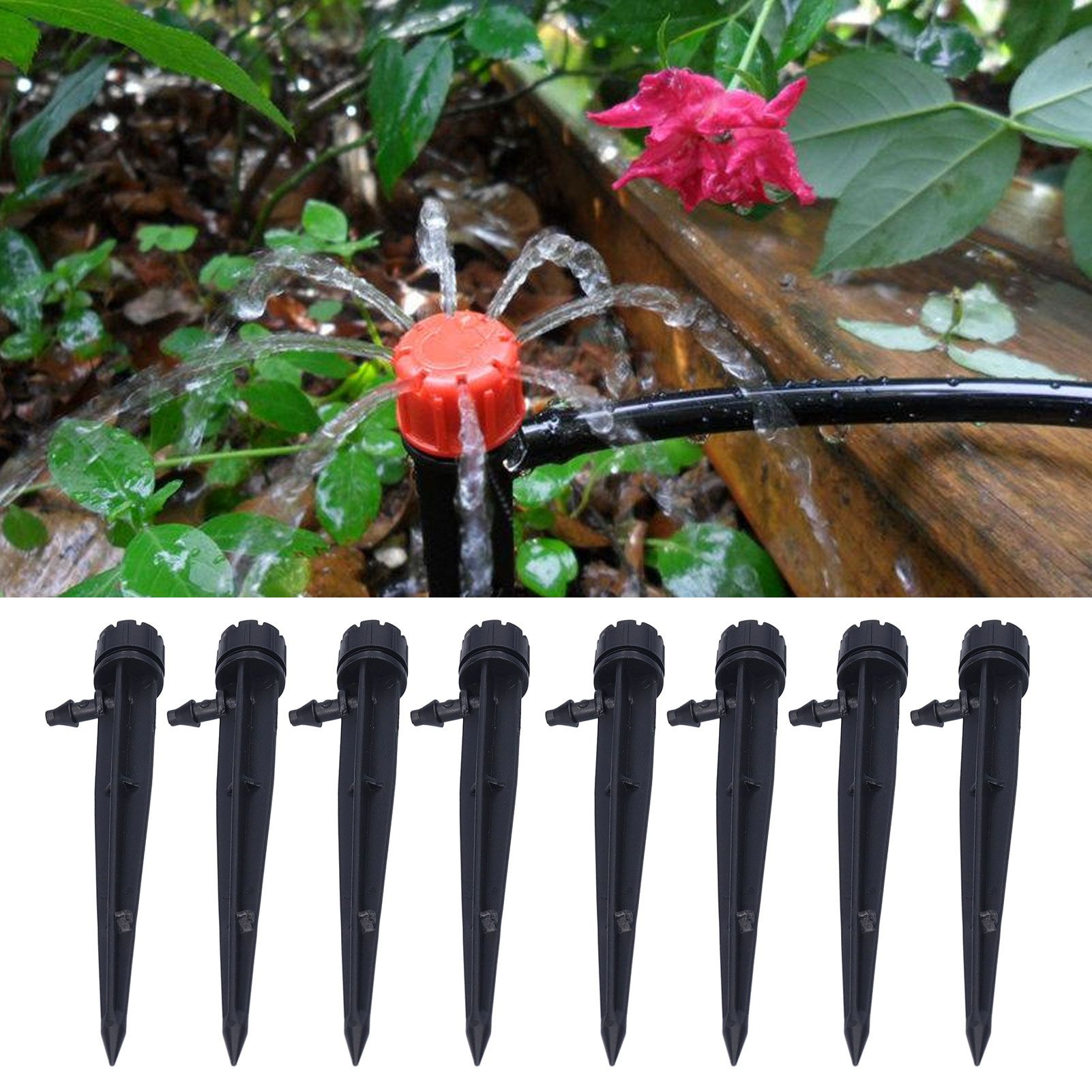 50PCS 360 Degree Adjustable Irrigation Drippers 8‑Hole Garden Irrigation view 9