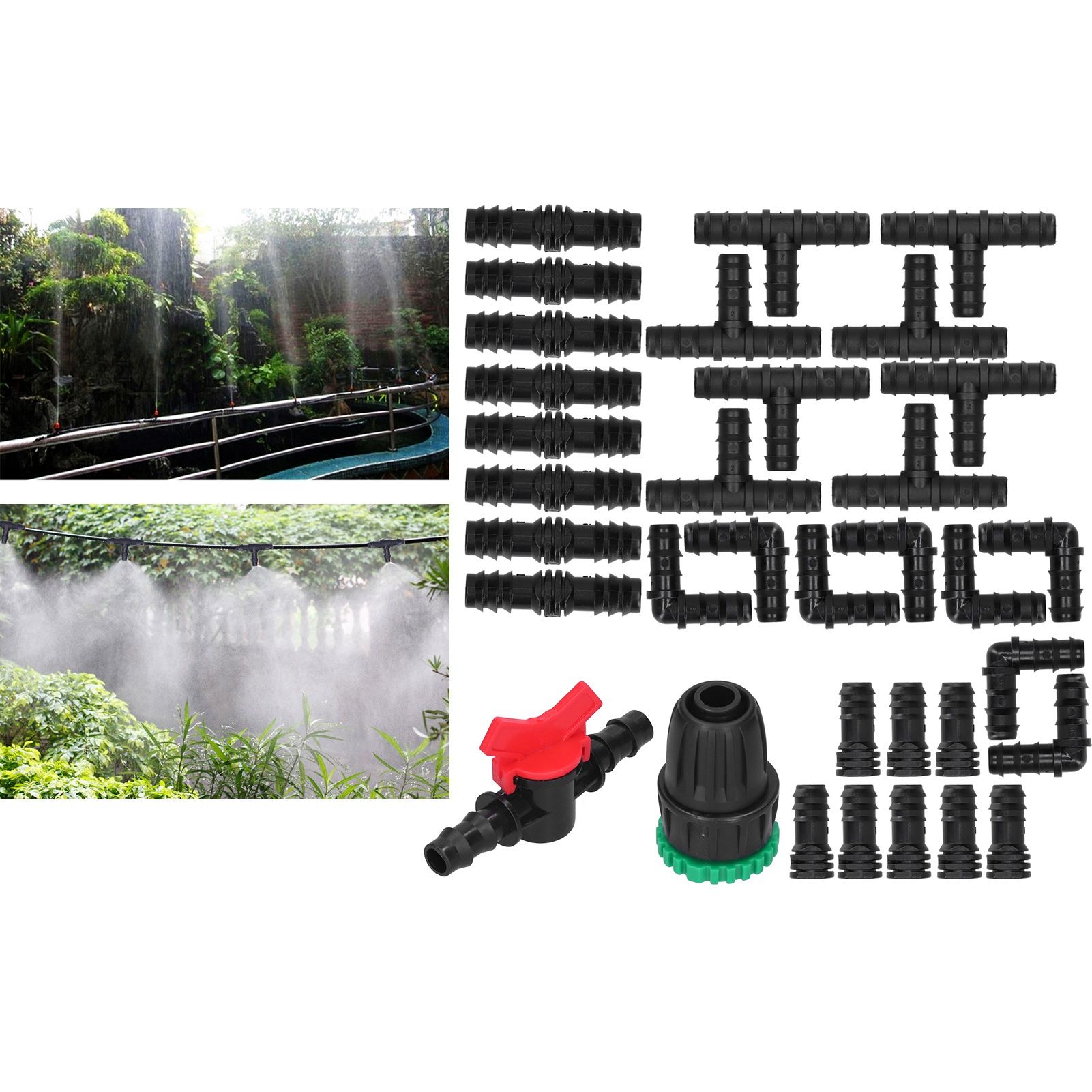34Pcs/Set Drip Irrigation Kit G1/2 Faucet Adapter Tee Connector Spray Watering view 9
