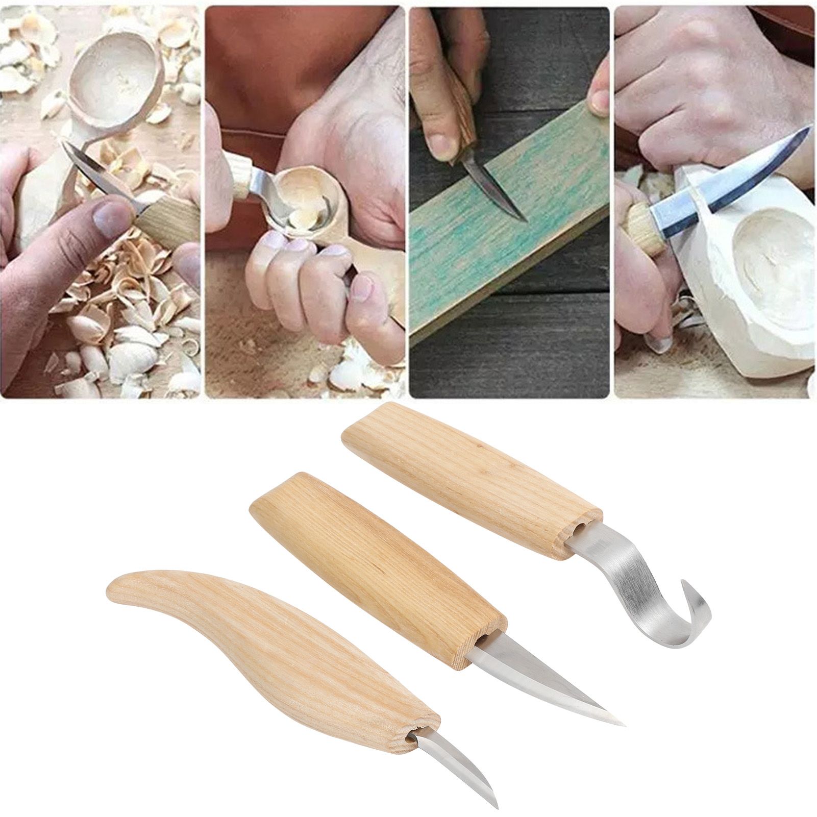 3Pcs/Set DIY Woodcarving Cutter Kit Stainless Steel Knives Woodworking Accessory view 11