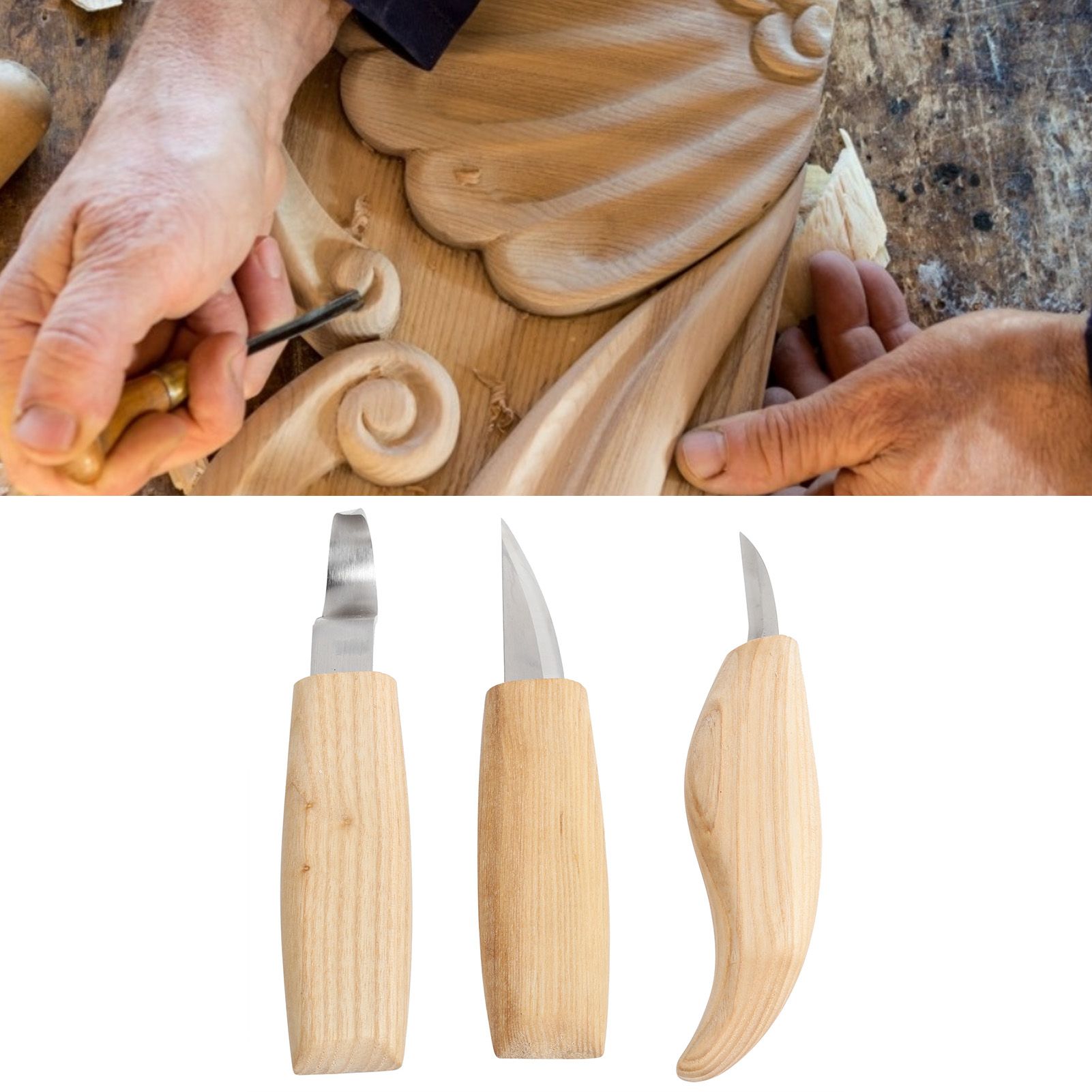 3Pcs/Set DIY Woodcarving Cutter Kit Stainless Steel Knives Woodworking Accessory view 12