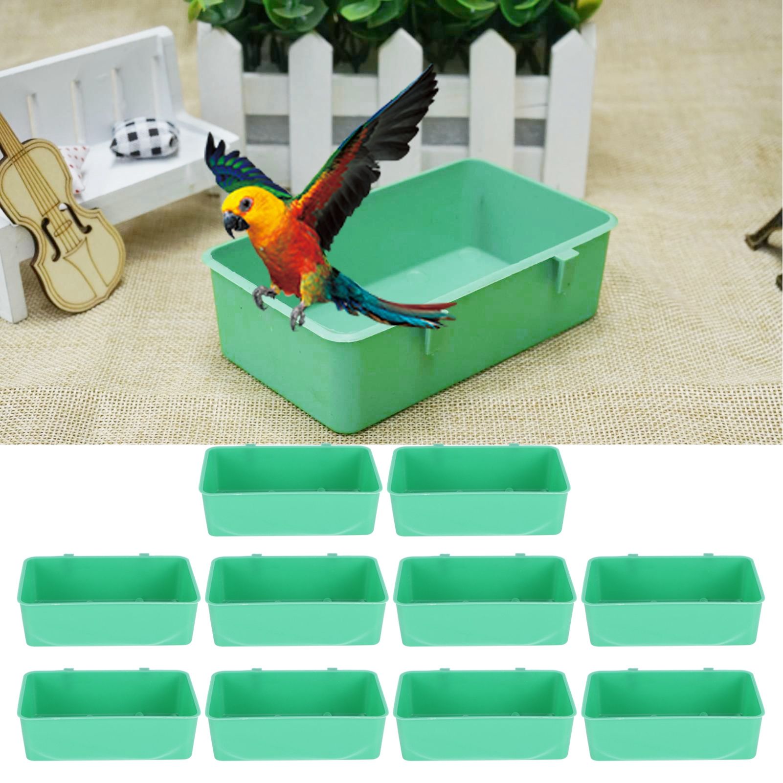 10Pcs Bird Food Water Feeder Plastic Feeding Bowl Trough Bird Bathtub Accessories view 9