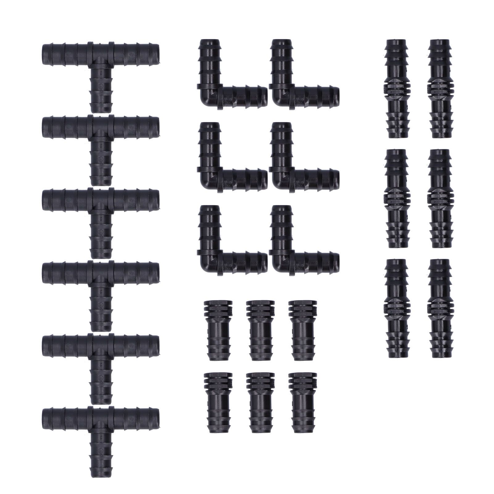 24Pcs/Set Drip Irrigation Fitting Kit 1/2 Tubing Barbed Connectors for Garden — image 1